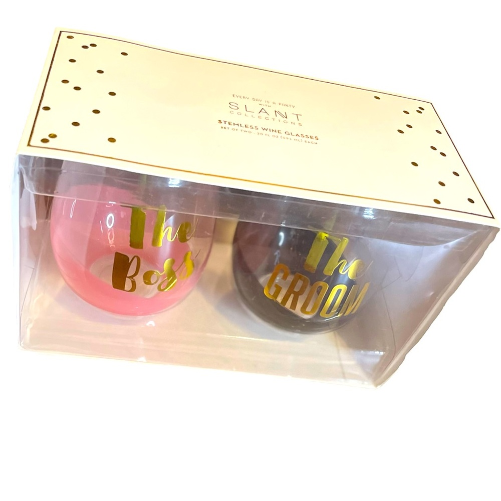 The Groom & The Boss Matching Wine Glass Gift Set
